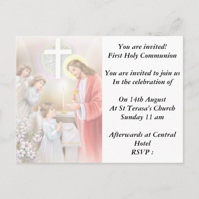 Postal De Invitación Primera confirmación de la comunión sagrada para i (Anverso)