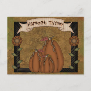 Postal De Invitación Primitive Country Fall Harvcard Postcard