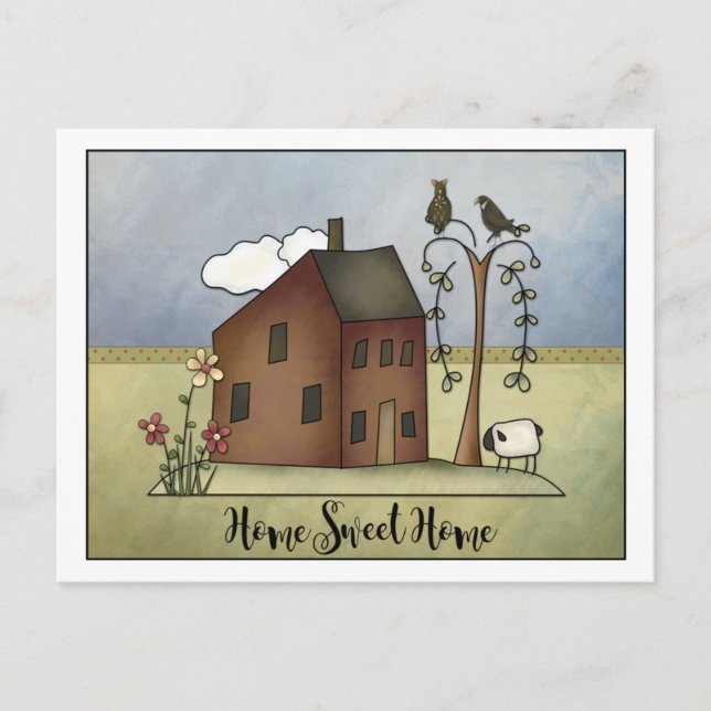 Postal De Invitación Primitive Salt Box Home Fiesta de calentamiento de (Anverso)