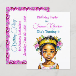 Postal De Invitación Princesa de color de fiesta de cumpleaños personal