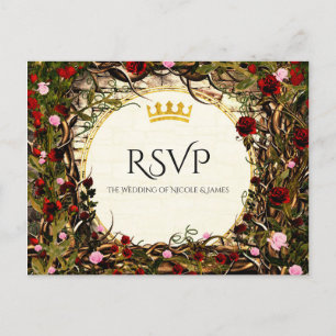 Postal De Invitación Princesa de Cuento de Hadas Vintage Briar Rose RSV