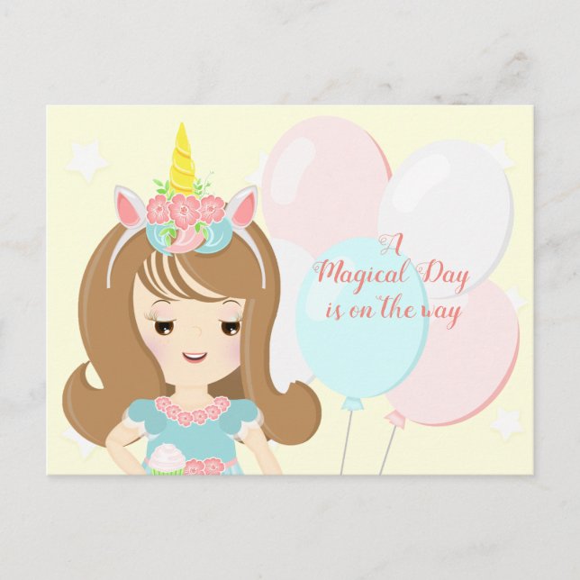 Postal De Invitación Princesa de Unicorn (Anverso)