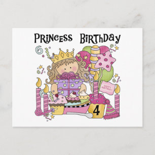 Postal De Invitación Princesa fiesta 4º camisas de cumpleaños y regalos