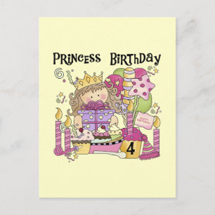 Postal De Invitación Princesa fiesta 4º camisas de cumpleaños y regalos