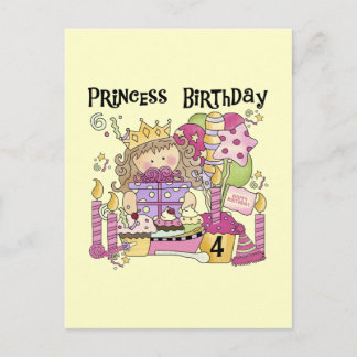 Postal De Invitación Princesa fiesta 4º camisas de cumpleaños y regalos