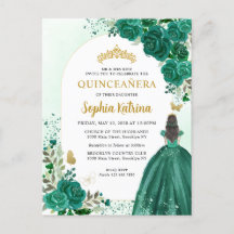 Princesa Verde de Esmeralda Floral Cumpleaños Quin