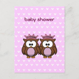 Postal De Invitación princesas de búho gemelos