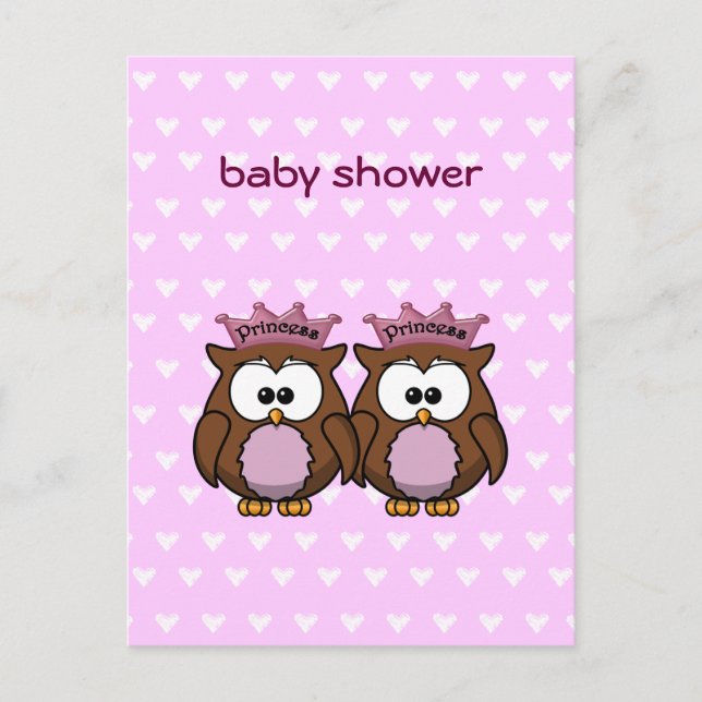 Postal De Invitación princesas de búho gemelos (Anverso)