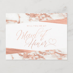 Postal De Invitación Propuesta de doncella blanca de oro Rosa