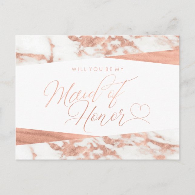 Postal De Invitación Propuesta de doncella blanca de oro Rosa (Anverso)