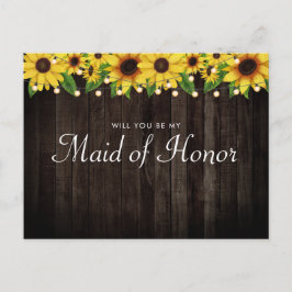 Postal De Invitación Propuesta De Honor De Cadena De Madera De Girasol