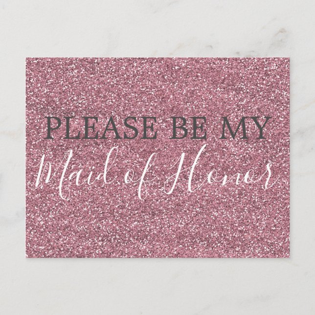 Postal De Invitación Propuesta de honor de Purpurina de imitación rosa (Anverso)
