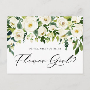 Postal De Invitación Propuesta de la chica de color de agua blanca flor