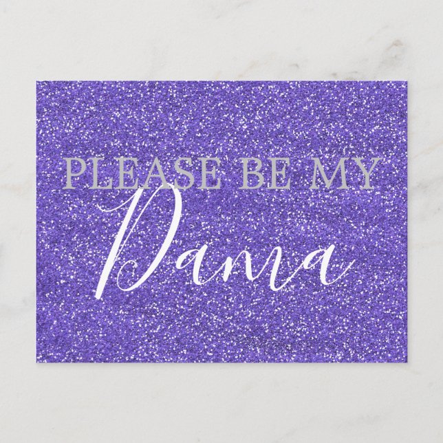 Postal De Invitación Propuesta de Purpurina Dama Quinceanera (Anverso)
