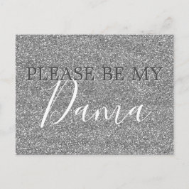 Postal De Invitación Propuesta de Purpurina de plata Dama Quinceanera