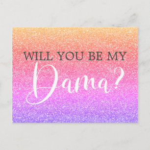 Postal De Invitación Propuesta de Quinceanera Dama, Purpurina arcoiris