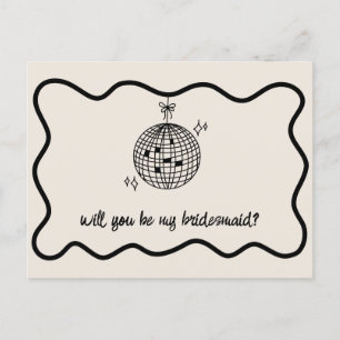 Postal De Invitación Propuesta de retro Disco Ball para la dama de hono