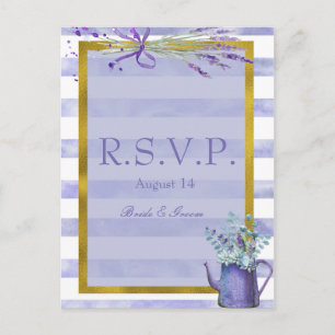 Postal De Invitación Provence Lavender Boda de Flor Púrpura RSVP