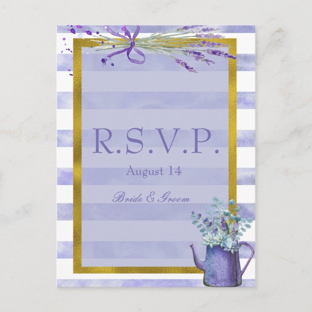 Postal De Invitación Provence Lavender Boda de Flor Púrpura RSVP (Anverso)
