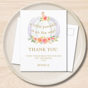 Postal De Invitación Pumpkin Baby Shower Gracias Postcard