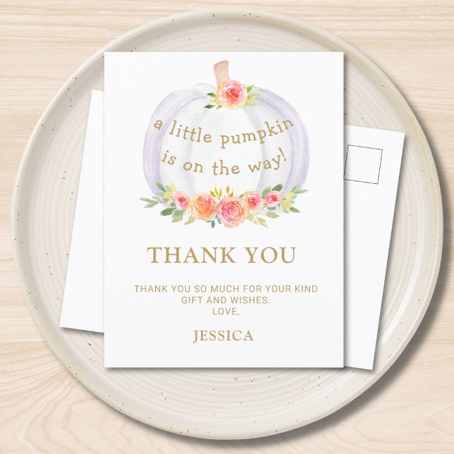 Postal De Invitación Pumpkin Baby Shower Gracias Postcard (Subido por el creador)