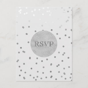 Postal De Invitación Puntos de confeti brillantes gris claro y plata RS