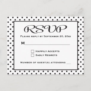 Postal De Invitación Puntos Polka RSVP Boda/Fiesta blanco y negro