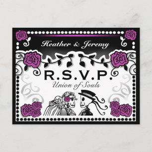 Postal De Invitación Purple Black Union of Souls Wedls RSVP PostCard