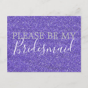 Postal De Invitación Purple Faux Purpurina Bridesmaid Propuesta