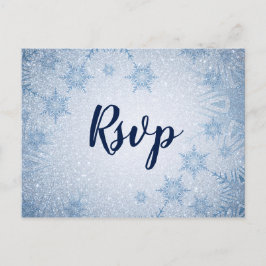 Postal De Invitación Purpurina Blue Snowflakes winter Wedding Rsvp