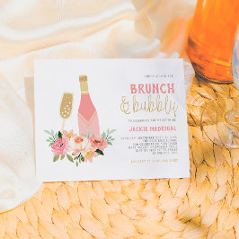 Postal De Invitación Purpurina Champagne Brunch & Bubbly Bridal Shower