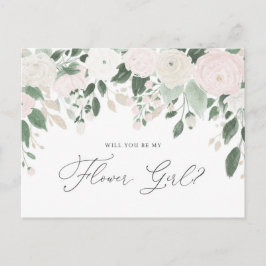 Postal De Invitación Purpurina De Flores Pastel, Serás Mi Niña Flor