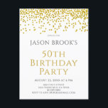 Postal De Invitación Purpurina de oro Confetti White 50 cumpleaños<br><div class="desc">Purpurina de oro confieso en la tarjeta postal de invitación a la fiesta de cumpleaños 50. Un contraste entre lo moderno y lo retro. Sencillo y moderno. Personalice la información de su fiesta para su fiesta de cumpleaños.</div>