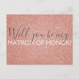 Postal De Invitación Purpurina de oro rosa y señuelo de honor