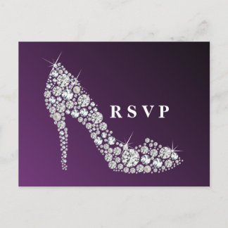 Postal De Invitación purpurina de tacones altos de diamante elegante RS