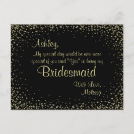 Postal De Invitación Purpurina Dorado - ¿Serás Mi Novia?