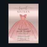 Postal De Invitación Purpurina moderno Rosa oro dulce 16 cumpleaños<br><div class="desc">Esta invitación de cumpleaños es perfecta para una princesa que celebra su dulce cumpleaños número 16. Presenta un vestido color rosa y un falso purpurina de oro rosa con escritura moderna y tipografía popular. Reemplace fácilmente los detalles del fiesta haciendo clic en el botón "Personalizar" situado arriba.</div>