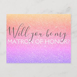 Postal De Invitación Purpurina morado rosado y señuelo atrón de honor