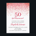 Postal De Invitación Purpurina Rojo Coral Moderno Confetti 50 cumpleaño<br><div class="desc">Fabuloso y moderno confeti rojo purpurina rojo festivo 50 y fenomenal invitación a la fiesta de cumpleaños. Personalizar con sus datos e información de rsvp. Tipo rojo coralino negrita y tipo de guión.</div>
