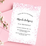 Postal De Invitación Purpurina rosa blanco de cumpleaños despierta eleg<br><div class="desc">Para un elegante cumpleaños número 21 (o cualquier edad). Un elegante fondo blanco. Decorado con purpurinas falsos rosas,  chispas. Personalice y agregue un nombre,  edad y detalles del fiesta. El nombre se escribe con un guión de estilo con letras a mano</div>