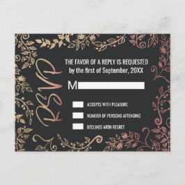 Postal De Invitación Purpurina Rosa Gold Floral Gold Ombre RSVP