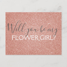 Postal De Invitación Purpurina Rosa Oro Rosa y Chica De Flor De Espuma