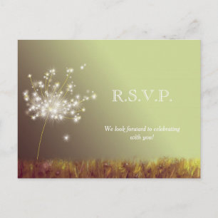 Postal De Invitación Purpurinoso Meadow Dandelions Wedding RSVP