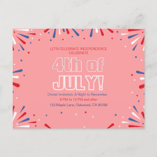 Postal De Invitación Que brille la libertad, 4 de julio brillante