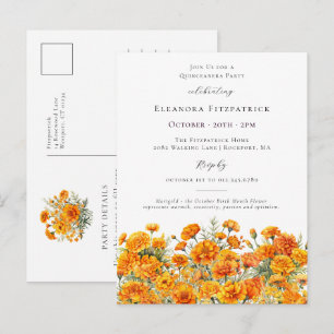 Postal De Invitación Quinceañera Flor de Nacimiento de Octubre Marigold