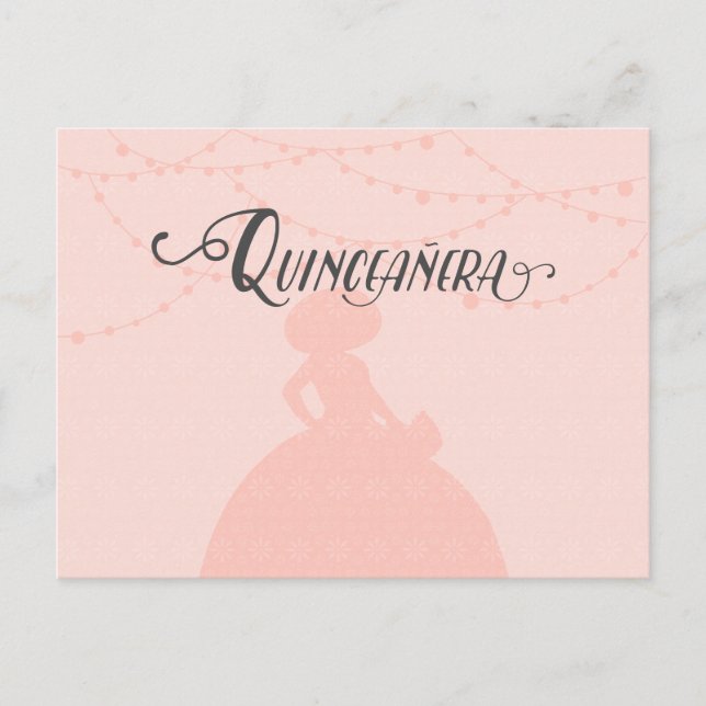 Postal De Invitación Quinceanera Quinceanera, Charro de acero y rosa de (Anverso)