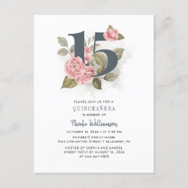 Postal De Invitación Quinceanera Rustic Floral 15 cumpleaños