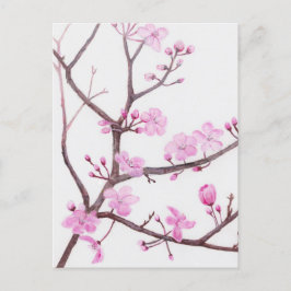 Postal De Invitación Rama en floración de melocotón rosa en primavera