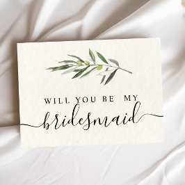 Postal De Invitación Rama simple de olivo en acuarela verde