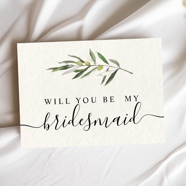 Postal De Invitación Rama simple de olivo en acuarela verde (Subido por el creador)